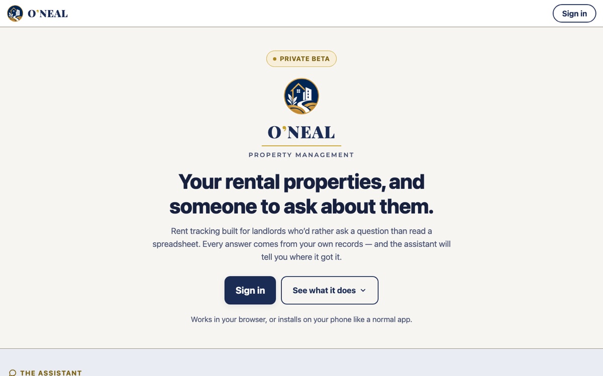 Landlord app sign-in
